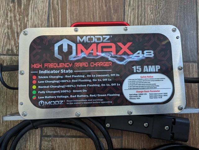 MODZ MAX48 15 AMP Battery Charger for 48Volt Club Car DS or Precedent ...