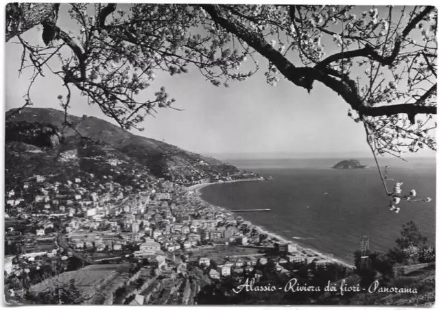 CARTOLINA DI SAVONA ,ALASSIO - RIVIERA DEI FIORI - PANORAMA viaggiata 1952