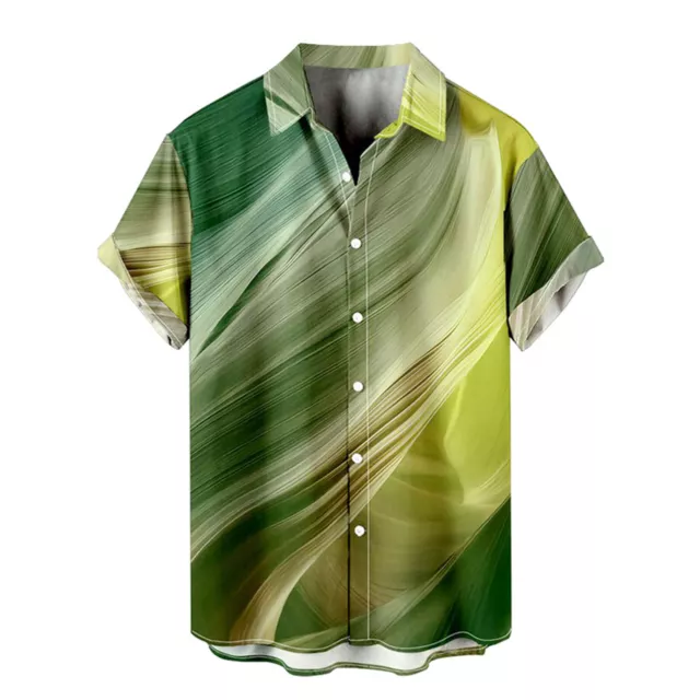 Hawaiian Shirt Mens Beach Casual Button Down Short Sleeve Gradient Shirts US