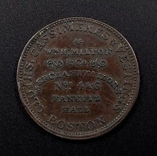 Wm. H. Milton & Co., Merchant Tailors, Boston, Hard Times Token! HT-164