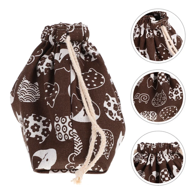 Borsa da pranzo in cotone lino viaggio stoviglie da campeggio stile giapponese Bento borsa