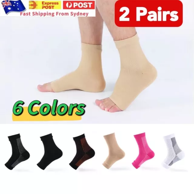 2 Pair Foot Sleeve Plantar Fasciitis Compression Socks Achy Swelling Heel Ankle