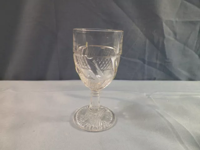 Bryce Bros. EAPG Zig Zag Pattern Clear Glass Wine Goblet Circa 1880s