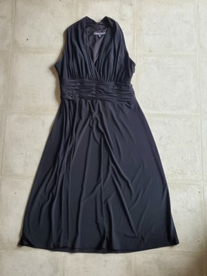 JONES WEAR Women's Black Ruched Halter Marilyn Dress Stretch Evening Cocktail 14