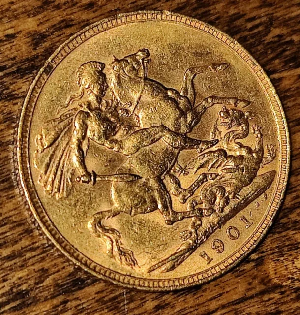 1901 P Gold Sovereign St. George Dragonslayer Queen Victoria Perth Australia GB