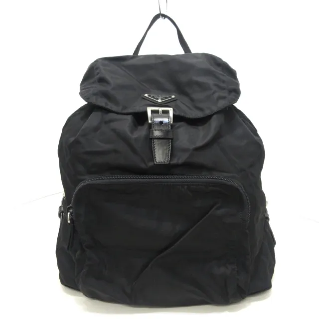 Auth PRADA - B4650 Black Nylon Leather Backpack