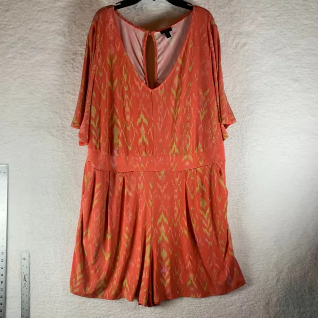 Torrid Women's V-neck Coral Ikat Studio Knit Playsuit Romper Plus Size 3 8669