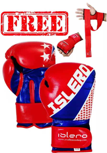 ISLERO Kick Boxing GEL Gloves MMA Punch Bag Sparring Muay Thai Fight Training UF