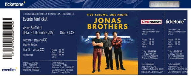 2 Biglietti Concerto JONAS BROTHERS MILANO ASSAGO Mediolanum forum - 28/05/2024