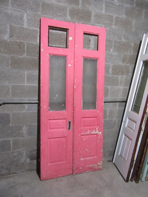 ~ ANTIQUE DOUBLE ENTRANCE FRENCH DOORS ~ 41.5 x 94.5 ~ ARCHITECTURAL SALVAGE 2