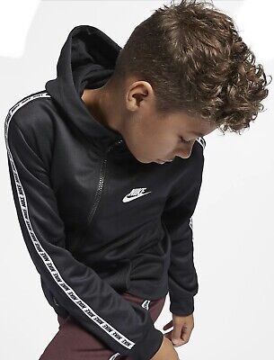 Nike NSW Full Zip Repeat Hoodie Jacket Large New Large 12-13yrs Black Hooded