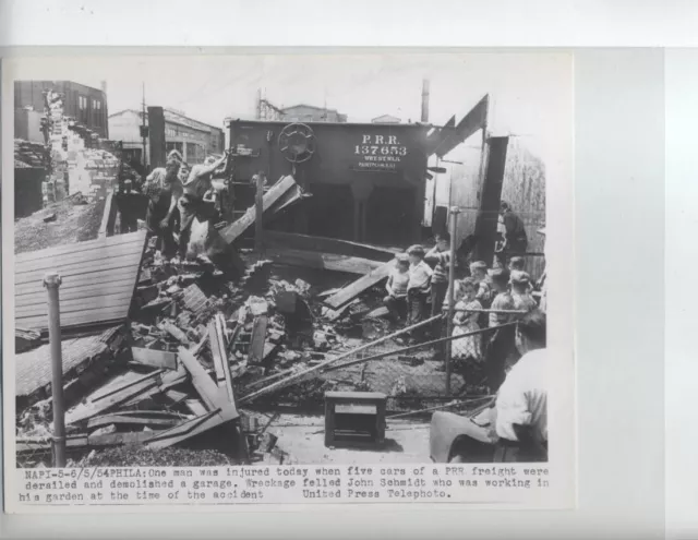 1954 Philadelphia Pennsylvania Train Wreck Photo Vintage Original 7X9