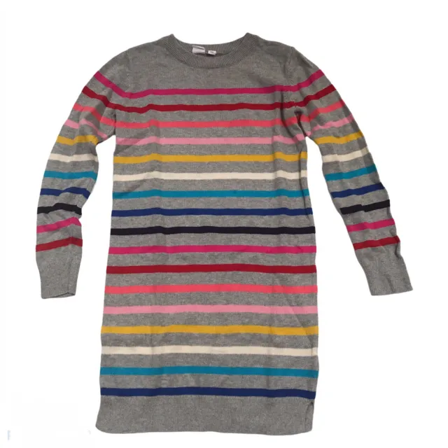 Gap Crazy Stripe Sweater Dress Large Gray Girls Knit Long Sleeve BTS Holiday L