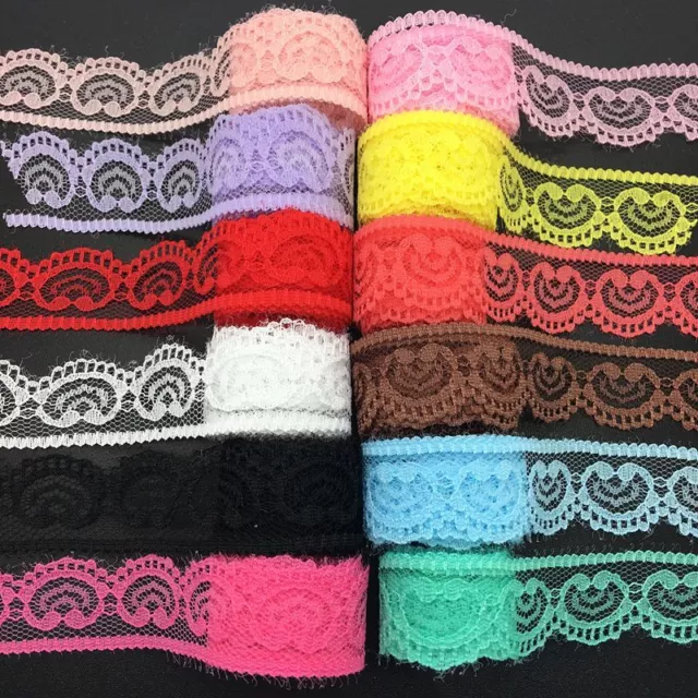 Embroidered Net Lace Ribbon - 22mm Wide Trim Ribbons Crafts Party Decor 10Yards