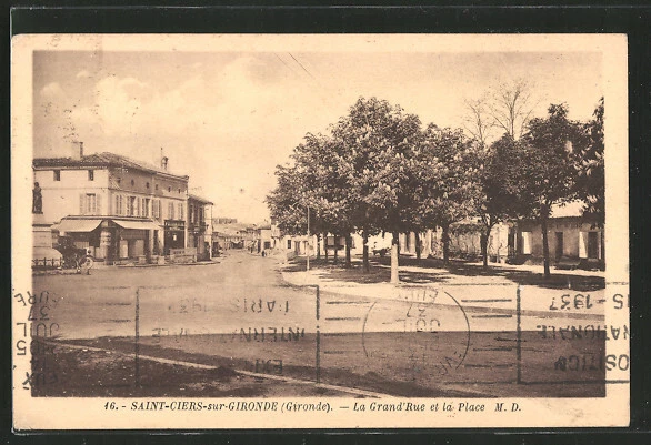 CPA Saint-Ciers-sur-Gironde, La Grand´Rue et la place