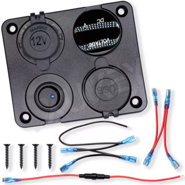 12V Digital LED Voltmeter Zigarettenanzünder Buchse Dual USB Ladegerät Schalter~ 2