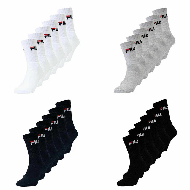 6 Paia Calze In Spugna Corta Fila F9505 Cotone Elasticizzato Nero Blu Bianco Gri