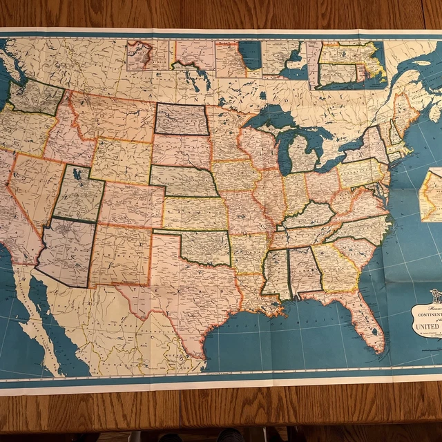 HAMMOND 39 S CONTINENTAL WALL Map - Hammonds Continental Wall Map Of United States 1950s.webp