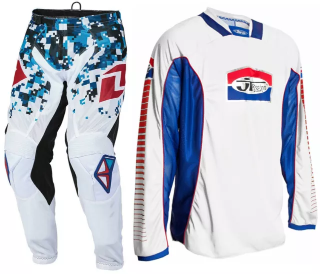 ONE INDUSTRIES JT RACING MOTOCROSS KIT DIGITAL CAMO WHITE BLUE RED pants jersey