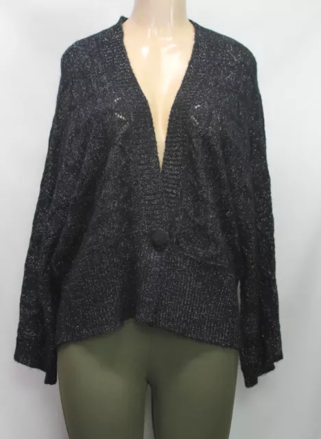 Jones New York Collection Women's Cardigan Sweater Long Sleeve Black Size 1X