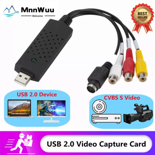 USB 2.0 Video Audio Capture Card Adapter For VHS VCR DVR TV to DVD Converter