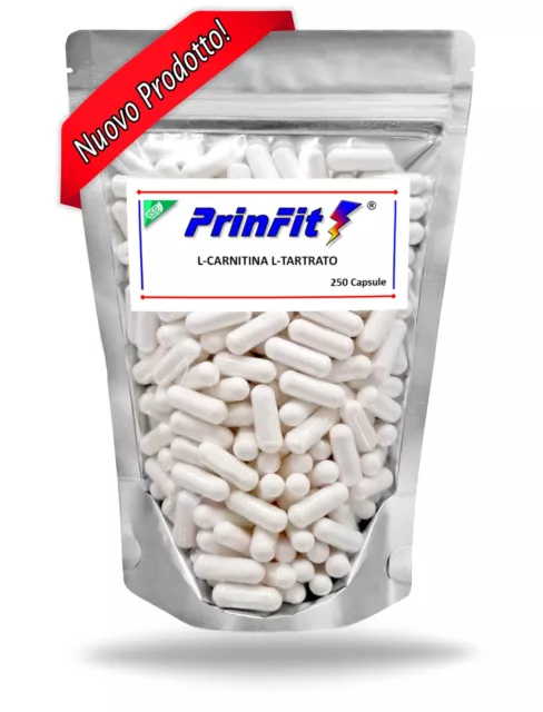 250 Capsule Pura Carnitina Tartrato 1 grammo - Brucia Grassi Dimagrante PrinFit