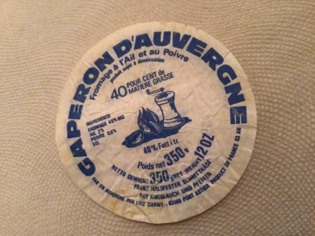 Étiquette Fromage Ail et au Poivre Gaperon d’Auvergne