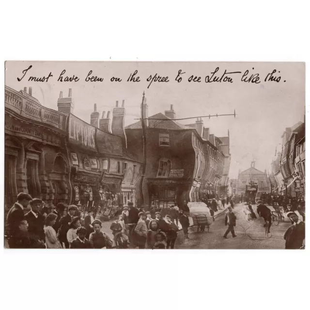 LUTON Through Drunken Eyes, Bedfordshire RP Postcard Postally Used 1914