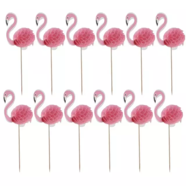 12 Flamingo Cupcake Toppers Boda Cumpleaños Luau Pastel Decoración