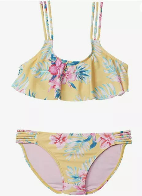 NWT Volcom Flower Girl Crop Top Bikini Set Girl's sz 8 Multi  19910