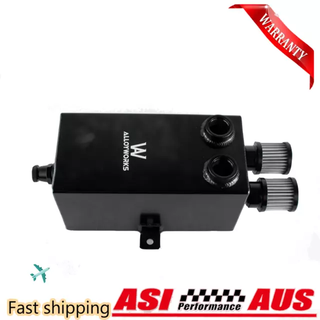 Aluminium 2.7L 12AN Slim 1x Oil Catch Tank With & 2 Filters & Drain Tap AU Post