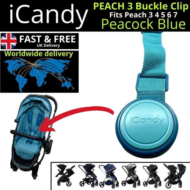 iCandy PEACOCK BLUE Peach 3 4 5 6 7 Pram ** Shoulder Harness Strap BUCKLE Clip