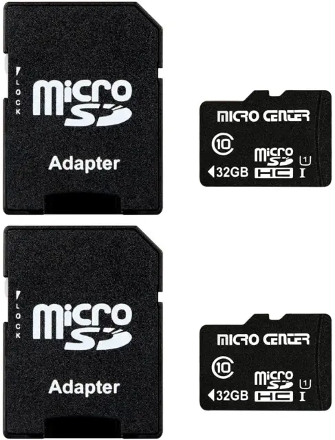 Paquete de 2 Tarjetas de Memoria Flash Micro SD C 10 32 GB con Adaptador Nuevo