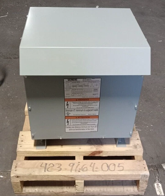 New Siemens 3F3Y015Esd16 15 Kva Transformer 3-Phase 480 Hv ▲ 208Y/120 Lv Nema 3R