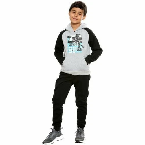 Bambini Ragazzi No Giorni Nero Spento Tuta IN Pile 2 Pezzi Felpa & Pantaloni