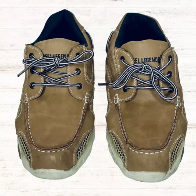 REEL LEGENDS MENS Atlantic Boat Shoes Parchment Tan New in Box size 10.5 JD  $49.99 - PicClick