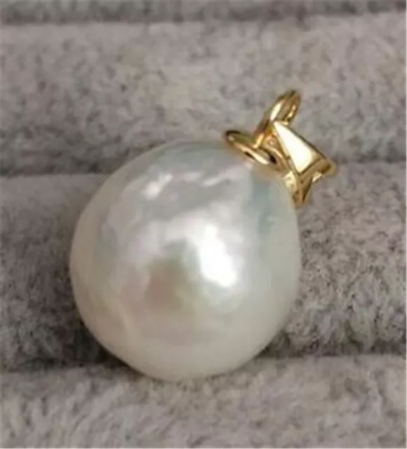 baroque AAA 10-11mm  natural south sea white pearl pendant 14K Yellow Gold