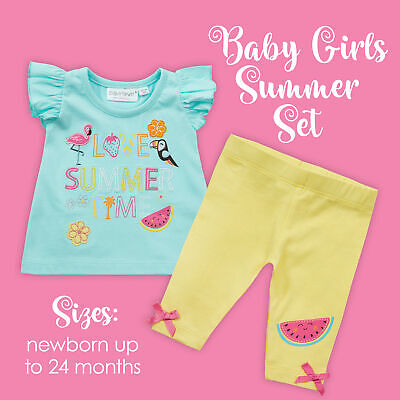 Baby Girls Girl Tropical Printed Short Sleeve Top Leggings 2 Pcs Outfit Set