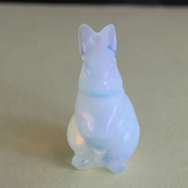 1.5'' Carved crystal white opalite rabbit bunny figurine animal carving decor
