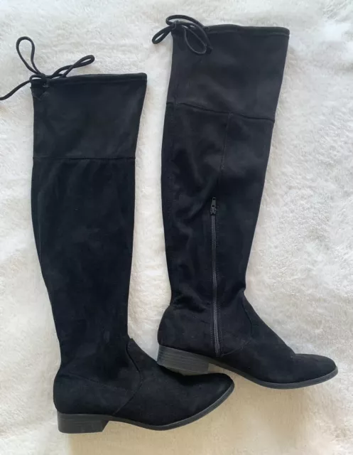 Women’s Faux Suede Black Over-The-Knee Boots - Size 9