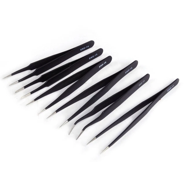 6 Anti-Static ESD Stainless Precision Tweezers Tip Maintenance Repair Tool Nm