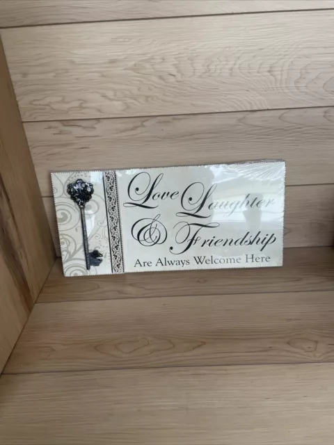 Hanging Key Wall Plaque Love Laughter & Friends Are Always Welcome Here