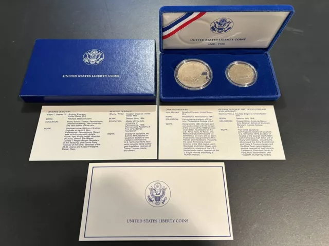 U.S. Liberty Coins 1886-1986 2 Coin Set- Statue Of Liberty And Ellis Island