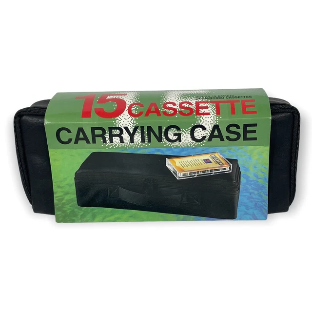 1996 Cassette Tape Case New Black 15/24 Capacity Faux Leather Dayton Hudson NOS