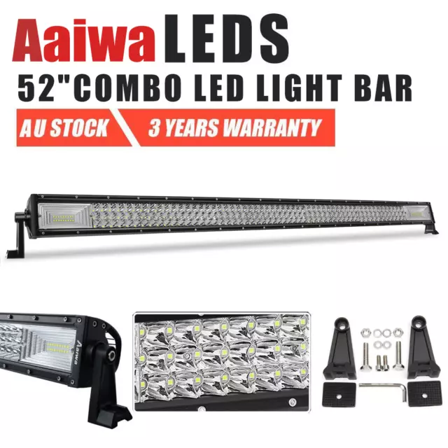 52inch  LED Work Light Bar SPOT FLOOD COMBO Kit Offroad Driving Car 4WD Roof 50"