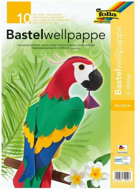 folia 740409 - Bastel Wellpappe, E-Welle, ca. 25 x 35 cm, 10 Bogen