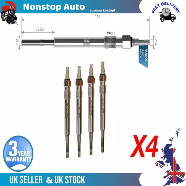 4X Glow Plugs For AUDI A3 A4 A6 2.0 TDI N10579802