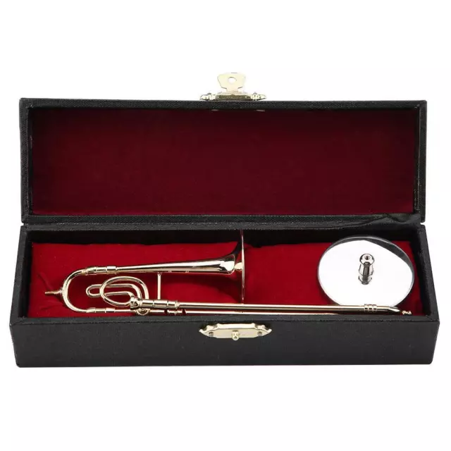 15CM Mini Trombone Miniature Musical Instrument Model with Support +Case Premium