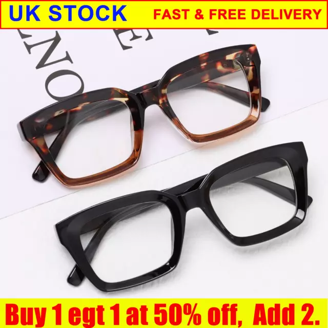 Anti Blue Ray Square Optical Frames Oversized Big Spectacles Computer Glasses UK