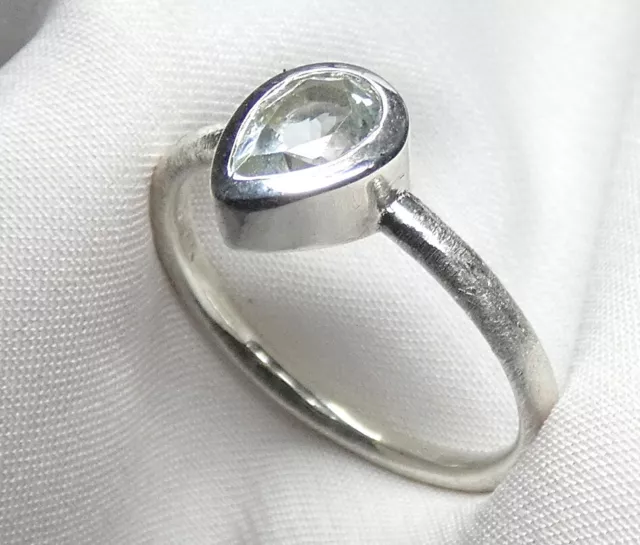 Ring 925 Sterling Silber Gr 18,4 (58) facettierter Bergkristall Tropfen mattiert 2